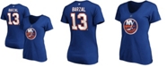 Fanatics Women's Mathew Barzal Royal New York Islanders Team Authentic Stack Name Number V-Neck T-shirt